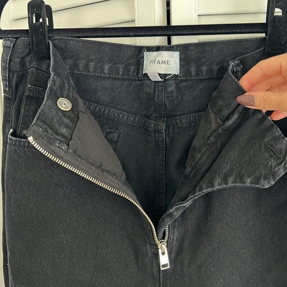 Frame Zip Le High N Tight Straight leg in Film Noir - Picture 5 of 8